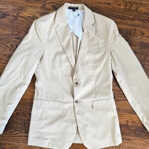 Banana Republic Factory Slim Fit Tan Cotton Blazer Sport Coat 36R